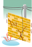 漏電、ヒビの入った壁など危険な場所のイメージイラスト