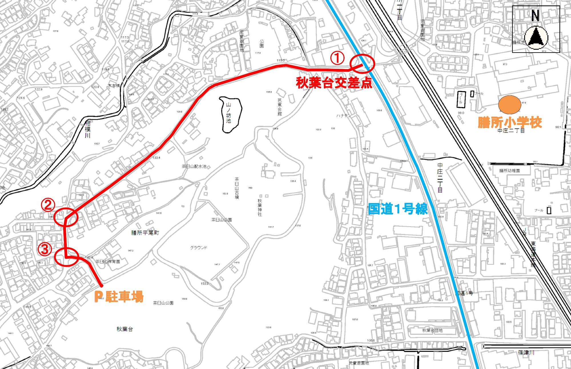 茶臼山公園駐車場案内図