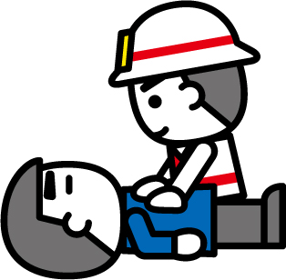 隊員が胸骨圧迫している様子