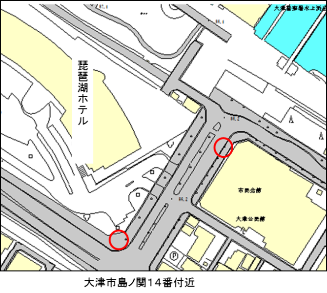 大津市民会館・琵琶湖ホテル付近地図