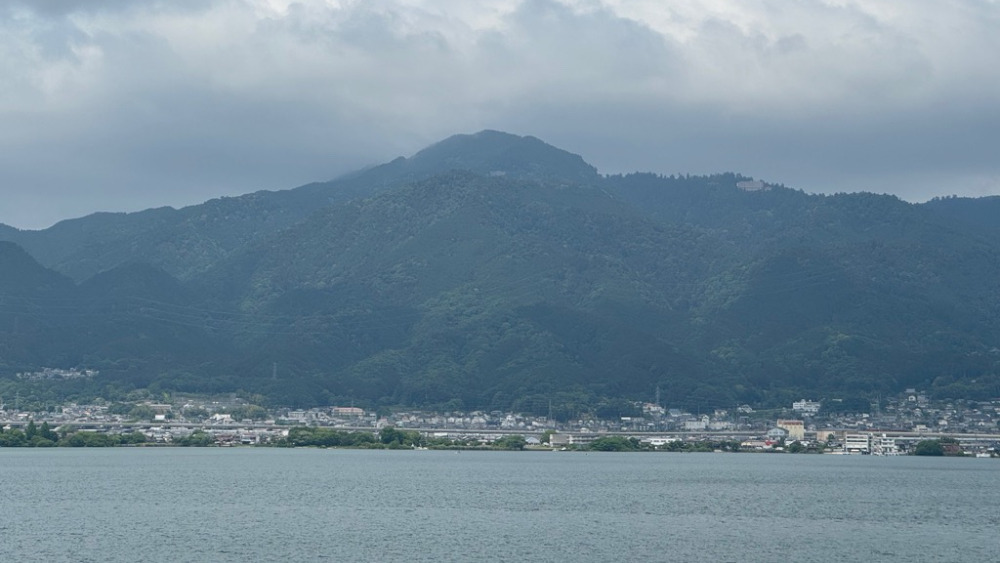 琵琶湖から見た坂本城跡
