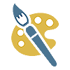 筆とパレットのイラストアイコン