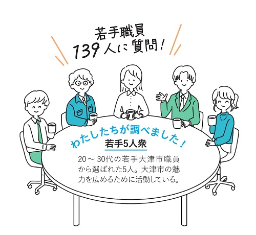 若手職員がテーブルで話しているイメージイラスト