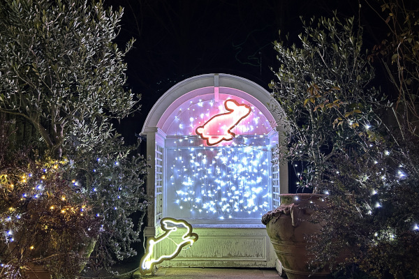 ウサギのイルミネーション、「砂漠」ゾーンの写真スポットの様子