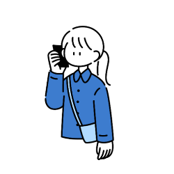 スマホ電連絡をする女性のイラスト