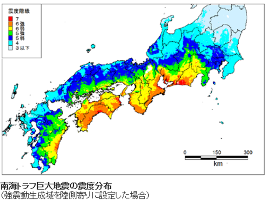 南海トラフ震度分布図