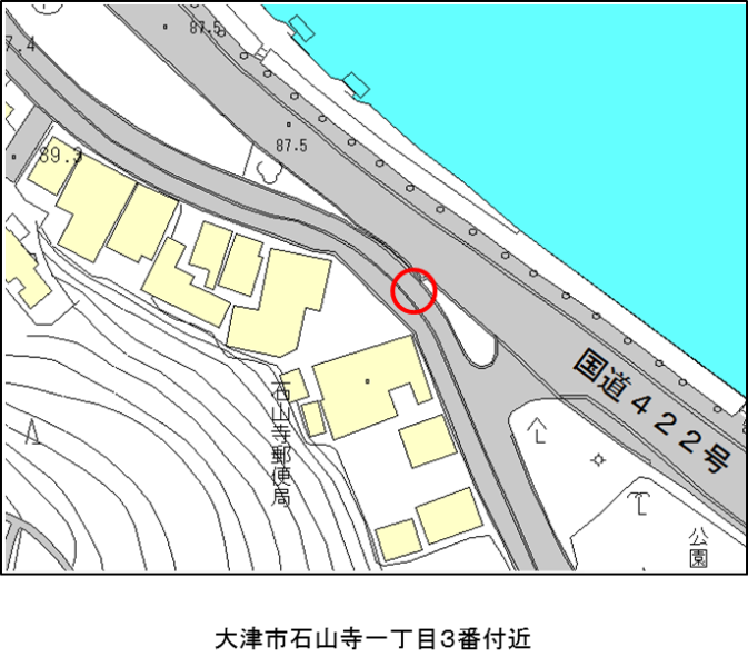 石山寺郵便局付近地図