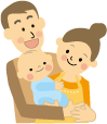 パパママと赤ちゃんのイラスト画像