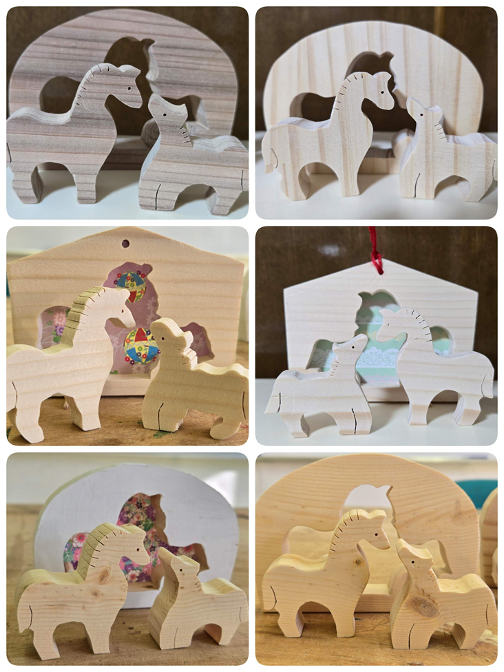 「電動糸鋸機械で午年の絵馬作り」制作した絵馬